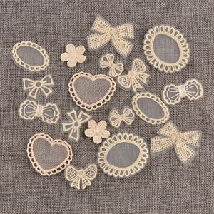 TEMU 20개 오프화이트 레이스 나비, 하트 모양 꽃, 그리고 기타 모양의 랜덤 혼합 장식 천 스티커 (약 2-5cm, 수선 필요, 의류 모자 보석 머리 장식 웨딩 공예 장식 추가)