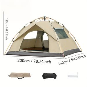 TEMU 4인용 자동 팝업 캠핑 텐트, 공원 캠핑, 야외 하이킹, 해변 가족 휴가용. 휴대용 접이식 디자인. 완벽한 할로윈, 크리스마스 선물