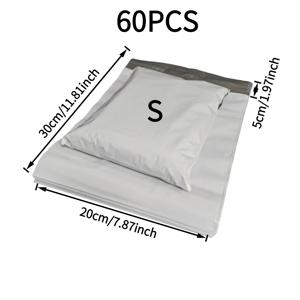 TEMU 60개 흰색 택배 봉투, 우편 봉투 - 매우 튼튼하고 PE 재질로 제작, 자체 밀봉, 5가지 사이즈로 제공되어 대형 물품, 의류 포장, 상업용 택배 봉투 및 우편 운송 봉투에 적합