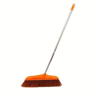 TEMU 야외용 대형 빗자루 - 특대형, 넓고두꺼운 단일 빗자루, 허리를 굽히지 않고 쓸 수 있는 초장대 손잡이, 먼지 없는 청소를 위한 긴대 빗자루