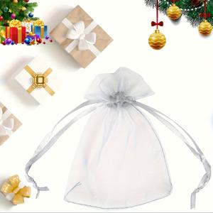 TEMU 그녀/남자를 위한 선물 세트, 150개 흰색 비치스루 메시 가방 (드로스트링 포함), 4인치 x 6인치 (10cm x 15cm) 사이즈, 아이템 보관, 파티에서 주얼리 선물, 과일 및 공예 용품 보관에 적합합니다. 이 가방은 결혼식에 완벽합니다.