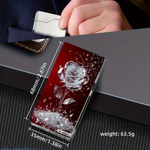 TEMU 1개 방풍 아크 라이터, 반짝이는 장미 패턴, 금속 케이스, 배터리 표시기, Type-C 충전, 듀얼 아크, 선물용 박스 포장, 자동 종료, 야외 생존 장비, 고산지대용 - 발렌타인데이 선물, 크리스마스 선물, 새해 선물, 남자친구 선물, 남편 선물