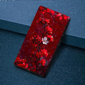 TEMU 1 바람 방지 아크 라이터, 빗물에 젖은 빨간색과 흰색 꽃이 핀 그림이 인쇄된 전자 라이터, 방풍 라이터, 방풍 아크 라이터, Type-C 충전 라이터, 메탈 쉘, 전원 표시, 듀얼 아크, 선물 상자 포장