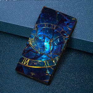 TEMU 1개 방풍 아크 라이터, 별이 빛나는 하늘과 시계 패턴 방풍 라이터, 방풍 아크 라이터, Type-C 충전 라이터, 메탈 쉘, 전원 표시, 더블 아크, 선물 상자 포장, 전원 절전 프로그램, 야외 생존 용품