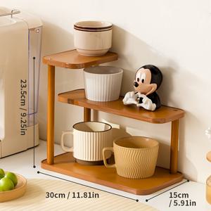 TEMU 1개 3단 홈 & 오피스 수납 선반, 다기능 주방 스파이스 랙 & 컵 홀더, 크리에이티브 니치 카운터탑 선반, 주방, 식당, 사무실, 스터디용 스탠딩 선반