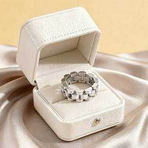 TEMU 우아하고 고급스러운 스테인리스 스틸 스트랩과 링, 발렌타인데이 선물로 추천하는 남녀공용 , 파티와 데일리 코디