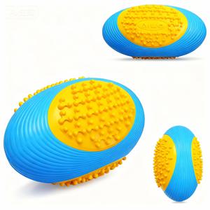 TEMU TPR 내구성 있는 개 씹는 장난감, 삑삑이 소리 나는 럭비공 모양, 치아 청소용 인터랙티브 반려동물 장난감, 공격적인 씹는 습관의 중대형견용