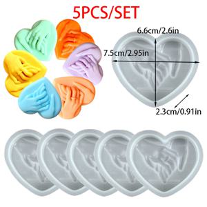 TEMU 5개 세트 하트 모양 실리콘 양초 몰드, 손잡이형, 사랑 테마 레진, 비누, 석고 제작에 적합. 웨딩 파티 장식 및 양초 제작 키트에 이상적인 도구, 발렌타인데이 선물로 완벽
