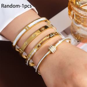 TEMU 여성용 랜덤 빈티지 스테인리스 스틸 팔찌: 일상용 및 선물용으로 적합한 우아한 디자인