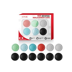 TEMU IINE 12개 멀티컬러 교체 캡 스위치 OLED/NS1/스위치 1/V2/V2/스위치 라이트용, 게임 액세서리, 그레이 블랙 레드 블루 그린, 쉬운 설치, 엄지 스틱 교체 캡, TPE 오리지널 감촉, 게임 테마 교체 캡