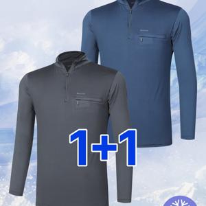 TEMU (1+1)( 2장세트! ) 남성 활용도 좋은 가성비 포켓 워크웨어 편안한 스판 긴팔 집업 티셔츠 코어액션(M7OPST59)