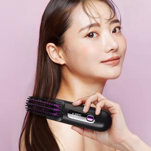 TEMU 무선 빗고데기 음이온 브러쉬 헤어 휴대용 매직기 3단계 온도조절