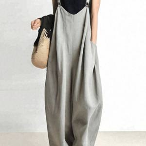 TEMU Lazy Cold 스타일 와이드 레그 오버롤 봄/여름 신상 루즈핏 단색 점프수트 3400188