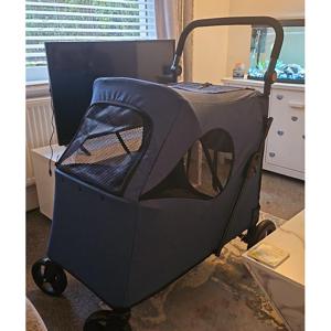 TEMU 중대형 애견 유모차 애견차, 회색, 1개