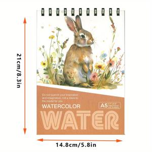 TEMU 대형 사이즈 스파이럴 바인딩 수채화 스케치북 - A5 사이즈, 고품질 두꺼운 표지, 두꺼운 종이 페이지, 드로잉 및 수채화에 적합, 모든 예술가에게 이상적 | 예술적 커버 디자인 | 내구성 있는 바인딩, 생일/크리스마스/선물에 완벽, 사계절 사용 가능