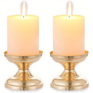 TEMU 2개 골드 캔들 홀더 세트 | 웨딩 센터피스에 완벽, 금속 재질, 특별한 이벤트, 파티 또는 거실에서 촛불 장식에 이상적, 발렌타인데이