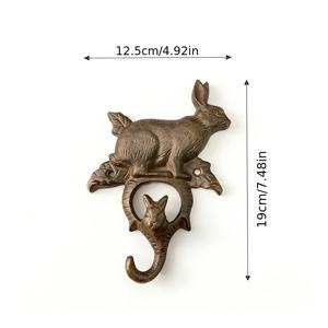 TEMU 1 주철 벽걸이 후크 | 코트, 수건, 모자, 가방을 위한 독특한 장식 벽걸이 행거 - 소박한 동물 테마 홈 데코