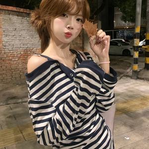 TEMU 오프숄더 긴팔 티셔츠 | 한국 스타일, , 레귤러 핏, 데이트, 직장, 발렌타인데이, 가을/겨울에 적합