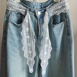 TEMU 빈티지 스타일 레이스 스카프 벨트 헤어밴드 1개 - 우아한 꽃무늬 긴 리본, 기계 세탁 가능, 결혼식, 파티, 해변 활동 및 캐주얼웨어에 적합, 웨딩 액세서리, 스위트 스타일 액세서리, 질감