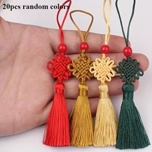 TEMU 중국식 매듭 술 장식 20개 - 결혼식 장식, DIY 펜던트, 새해 및 음력 선물, 홈 데코용 클래식 수제 미니 패브릭 매듭 프リン지 - 배터리 없음 또는 전원 불필요 선물 및 장식품
