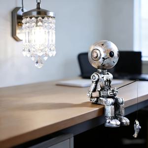 TEMU 야외 정원 장식용 로봇 낚시 1개, 수작업 핸드페인팅 수지 공예품, 화분 장식/어항 장면 연출/책상 장식용, 정성껏 준비한 가족 선물