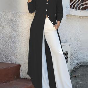 TEMU 우아하고 세련된 여성용 셔츠 드레스, 롱 드레스