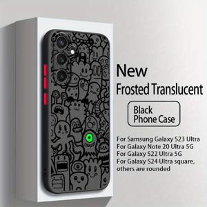 TEMU 귀여운 아트 디자인이 고양이와 ось새를 특징으로 하고, 트렌디한 블랙 패턴, 삼성 갤럭시 모델 S25, S24, S23, S22, S21, S20, S10 울트라 플러스 FE 리트 UW 5G에 적합하며, 거품된 투명 매트 소프트 TPU 보호 폰 케이스를 포함합니다.