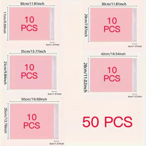 TEMU 반투명 핑크색 택배용 봉투 30/50개, 사계절용 수납백, 다기능 포장백, 냄새 차단 쓰레기 처리용 봉투, 5가지 사이즈 선택 가능, 내구성 있는 PE 소재, 경량, 고강도, 강한 하중 지지력, 자동 밀봉 디자인, 안전하고 신뢰할 수 있음, 냄새 누출 방지, 우편물 발송, 보관, 포장, 분류의 4가지 용도로 사용 가능
