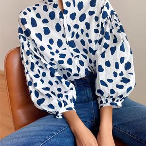 TEMU 여성용 프렌치 물방울 퍼프 슬리브 셔츠, 2025년 여름 신상 패션, 스타일리시하고 우아한 7부 소매 쉬폰 탑, 고품질 여성 의류