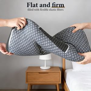 TEMU 1팩 고탄력 통기성 컴파트먼트 목베개 - 심플하고 편안한 지지 디자인, 탄성 섬유 + 통기성 메쉬 원단 제작, 경추 지지 제공, 다양한 수면 자세에 적응 가능, 변형 없이 세탁기 사용 가능. 기하학적 텍스처 패턴과 입체 파이핑 + 메쉬 스플라이싱 디테일, 사이즈 65×40cm. 침실 수면, 일상 휴식, 수면 애호가를 위한 휴일 선물로 적합