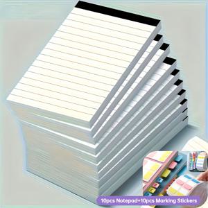 TEMU 노트북 10개 + 포스트잇 10매, 다용도 노트북 세트 20개, 줄이 있는 노트북, 각 30페이지, 3x5인치, 학교 및 사무실용, 신학기 필수 문구, 미적 학생용품, 흰색 줄이 있는 필기 패드, 사무실, 일기, 필기 용으로 휴대용 필기 저널, 디자인 노트북