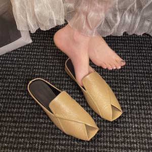 TEMU 세련되고 편안한 멀티 컬러 피프 토 뮬, 우아한 데일리 활용성 슬립온 여성용 싱글 슈즈, 여성 신발