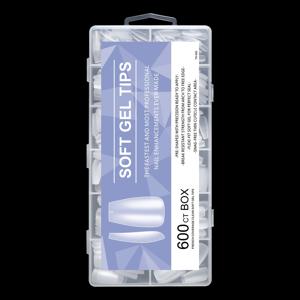 TEMU 600개 퀵칙 풀매트 스퀘어/아몬드/코핀 네일팁, 미디엄/숏 길이, 투명, 순수 컬러 소프트 젤 ABS 인조네일, 풀커버 프레스온 네일 키트, 네일 아트 연장용