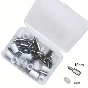 TEMU 20개 튼튼한 금속 선반 지지 핀, 미끄럼 방지 슬리브 포함, 캐비닛 파티션 및 복합 보드 지지대에 사용되는 1상자 - 셀프 태핑 나사 | 모던 선반 디자인 | 내구성 있는 금속 핀, 선반 지지대 및 브래킷