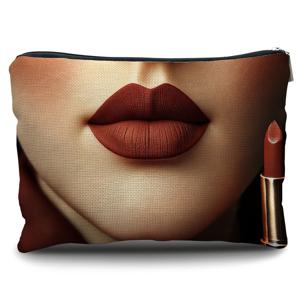 TEMU 1개 따뜻한 호두 립스틱 우아한 패턴 휴대용 화장품 가방, 재사용 가능, 여성용 세면 가방, 지퍼가 있는 야외 필수품 보관 가방, 여성용 개인 맞춤 메이크업 가방, 여성 생일, 크리스마스, 새해 선물