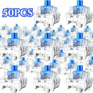 TEMU 블루 스위치 키캡 50개: 게이밍/타이핑/사무용 DIY 기계식 키보드 업그레이드 키트용, 선명한 딸깍 소리의 핫스왑 가능 MX 크로스 스위치