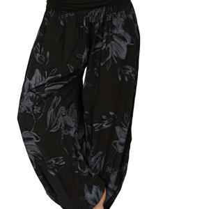 TEMU 여성용 플러스 사이즈 휴가 스타일 프린트 루즈핏 캐주얼 와이드 레그 하렘 팬츠