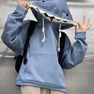TEMU 남녀공용 양털 칼라 스웨트셔츠, 두꺼운 따뜻한 아메리칸 빈티지 루즈핏 플록 레이지 스타일 자켓, 가을 겨울용