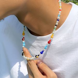 TEMU 화려한 유약 칠화 꽃무늬 패치워크 구슬 목걸이, 활용도 높은 초커