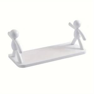 TEMU 욕실 벽걸이 수납 선반 1개/2개, 천공 없이 부착하는 벽걸이 선반, 인체형 수납 선반, 거실 침실 서재 발코니 수납 선반, 약 4.41LB 하중, 욕실, 액세서리, 플라스틱 소재, 선반