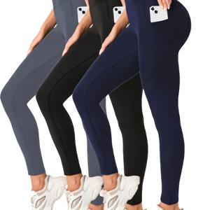 TEMU 3피스 멀티컬러 요가 팬츠, 뷰티 강화 셰이핑 레깅스, 포켓과 텀미 컨트롤 하이웨이스트 요가 타이츠