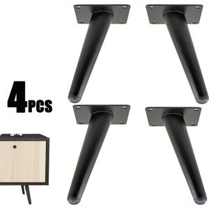 TEMU 미드센티리 Modern 가구 (캐비닛, 소파, 카우치, 오트만 포함)용 무광 마감 테이퍼드 메탈 다리 4개 세트