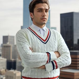 TEMU 남성용 브리티시 스타일 브이넥 스웨터 - 가을/봄/겨울용 아카데믹 풀오버 스웨터, 사무실, 대학교 & 캐주얼웨어용 따뜻한 스웨터, 단색 레귤러 핏 버시티 스웨터