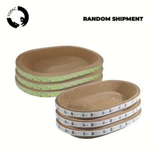 TEMU TOPAC 타원형 고양이 스크래칭 라운저 3개 세트, 튼튼한 고밀도 골판지 재질, 오래 지속되는 고양이 스크래칭 패드, 실내용 고양이 라운지 침대, 놀이, 휴식 및 가구 보호에 적합