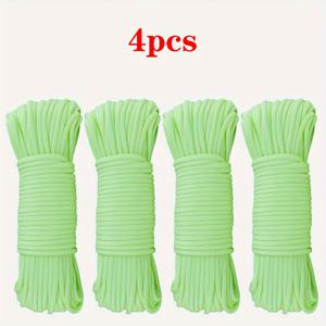 TEMU 4개 10피트 야광 라인 캠핑 직경 0.16인치 7합 발광 나일론 로프 야외 로프 땋은 팔찌, 키체인, 강아지 목걸이 제작