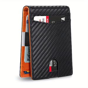 TEMU 남성용 지갑, 12개 카드 슬롯, 도난 방지 RFID 브러시, USD 지폐 클립 포함