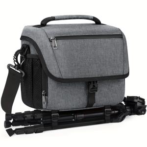TEMU RAINSMORE 카메라 가방, DSLR, SLR 및 미러리스 카메라를 위한 다용도 케이스, 캐논, 니콘, 소니 또는 후지를 사용하는 사진 작가를 위해 디자인된 크로스바디 슬링 백, 그레이 색상