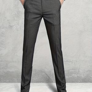 TEMU 남성용 트렌디 세로 슬림핏 한국 스타일 비즈니스 캐주얼 정장 바지