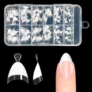 TEMU 120개입 반원형 아몬드 네일 팁, 프렌치 팁 네일 12가지 사이즈 아몬드, 네일 반원형 매트 화이트 프렌치 팁 아크릴, 네일 팁 연장 아트 살롱용 (상자 포함)