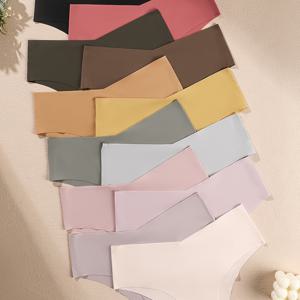 TEMU 12개 세트 심리스 아이스 여성용 속옷, 단색 원피스 속건성 삼각 브리프